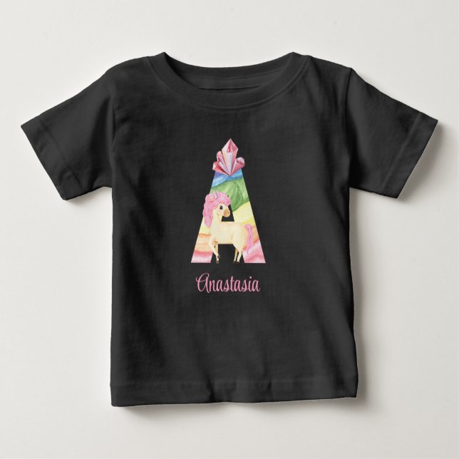 De Bebé Camiseta Unicornio Letra A (Anverso)