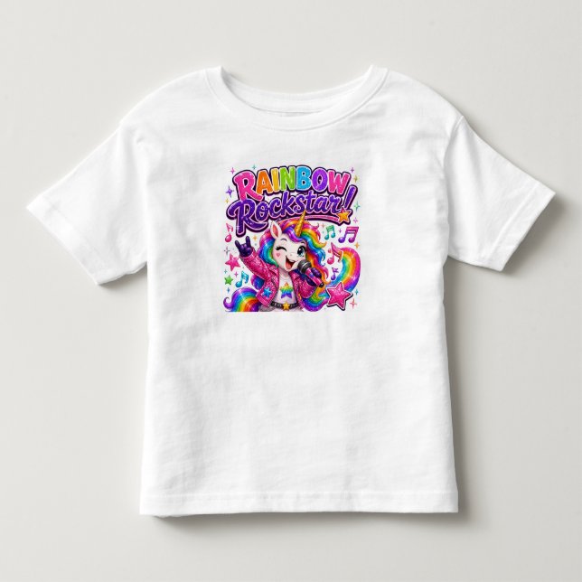 De Bebé Camiseta Unicornio Rockstar Arcoíris (Anverso)