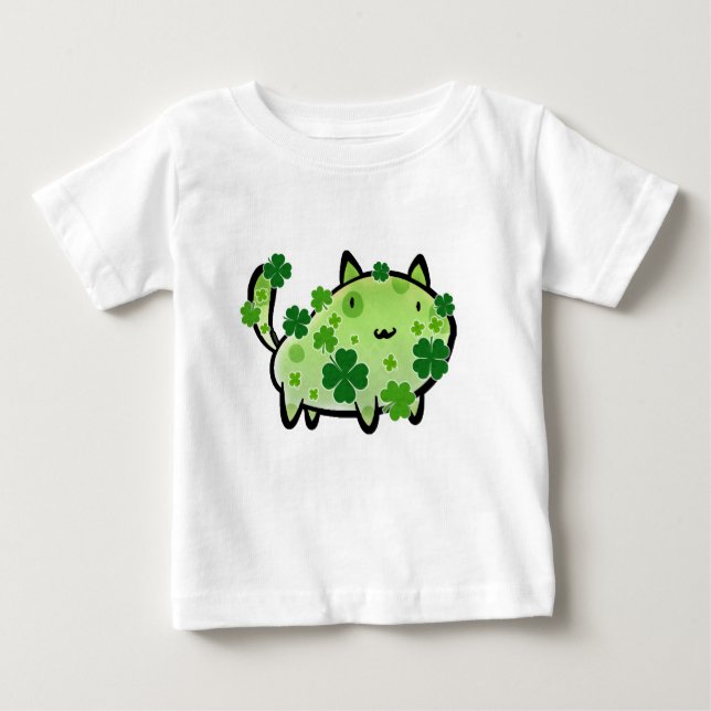 De Bebé Camiseta verde del niño del gato del trébol (Anverso)