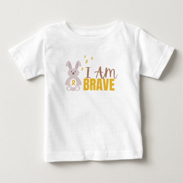 De Bebé cáncer infantil. Soy valiente. Camiseta para bebés (Anverso)