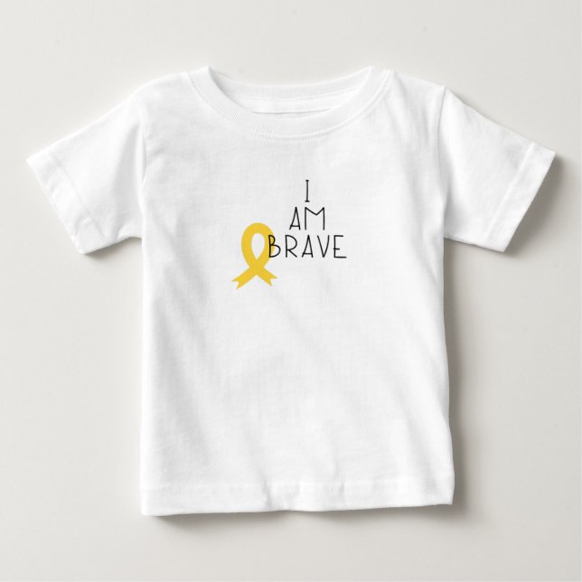 De Bebé cáncer infantil. Soy valiente. Camiseta para bebés (Anverso)