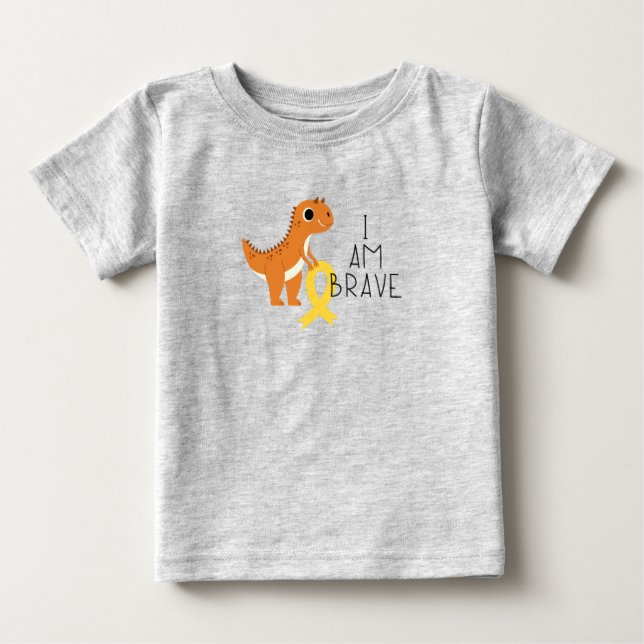 De Bebé cáncer infantil. Soy valiente. Camiseta para bebés (Anverso)