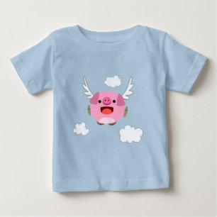 De Bebé Cerdo Personalizado volador lindo Camiseta para be
