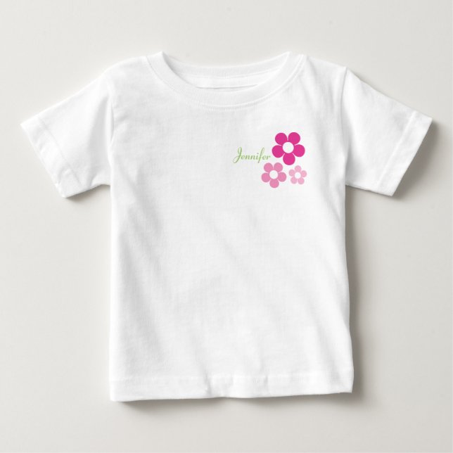 De Bebé Chica flor con nombre - Camiseta infantil (Anverso)