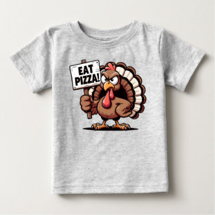 De Bebé Comer pizza Turquía en camiseta