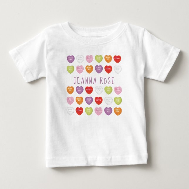 De Bebé Conversación Corazones Nena Personalizada Camiseta (Anverso)