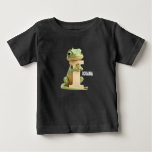 De Bebé Cute Iguana Carta I Camiseta para Niños   Alfabeto