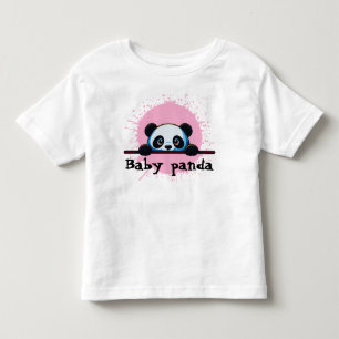 De Bebé Cute Peeking Baby Panda Salpicadura Rosa Camiseta