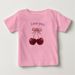 De Bebé Cute Pink Cherry Love You camiseta – Lazo y Ch dul