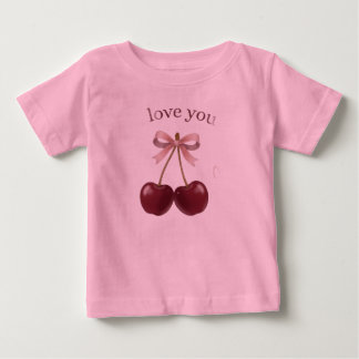 De Bebé Cute Pink Cherry Love You camiseta – Lazo y Ch dul