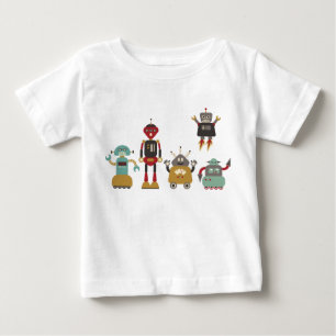 De Bebé Cute Retro Robots Niños Camiseta