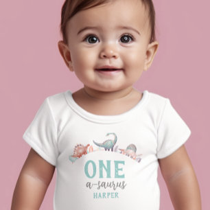 De Bebé Dinosaurio One-A-Saurus Primer cumpleaños Camiseta