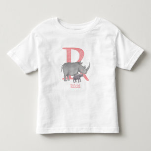 De Bebé El animal ABC R es para la camiseta del rinoceront