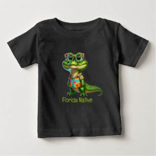De Bebé El lagarto en la camiseta tropical
