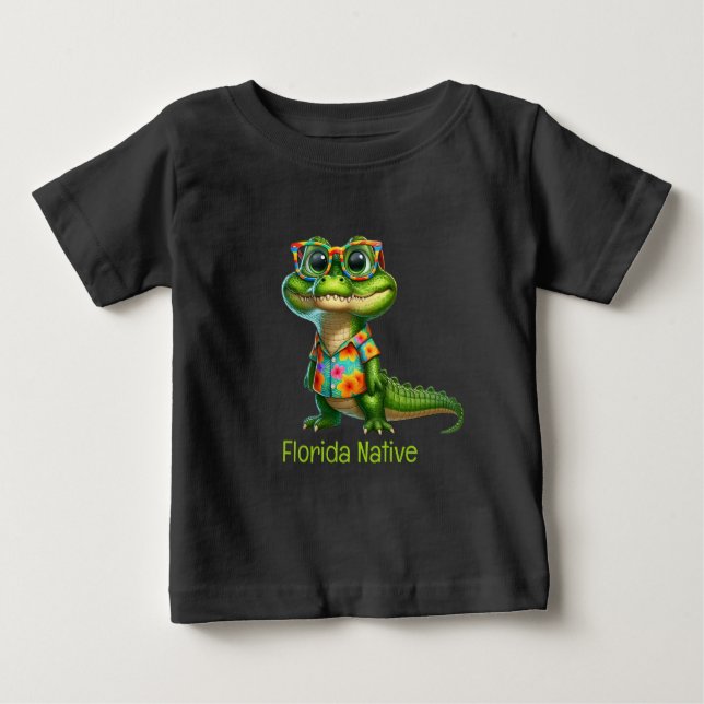 De Bebé El lagarto en la camiseta tropical (Anverso)
