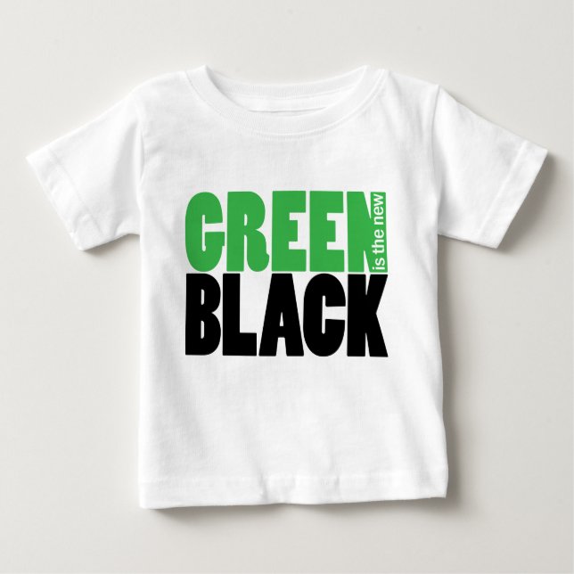 De Bebé El verde es la nueva camiseta infantil linda negra (Anverso)