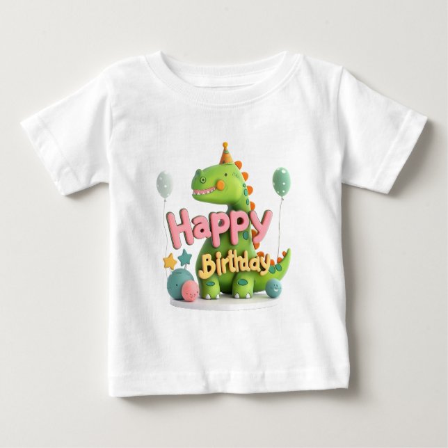De Bebé Feliz Cumpleaños Dinosaurio - Camiseta Divertida p (Anverso)