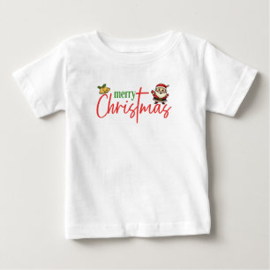 De Bebé Feliz Navidad Camiseta Guión Santa Lindo