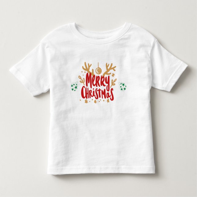 De Bebé Feliz Navidad Reindeer Antlers Niños Camiseta (Anverso)