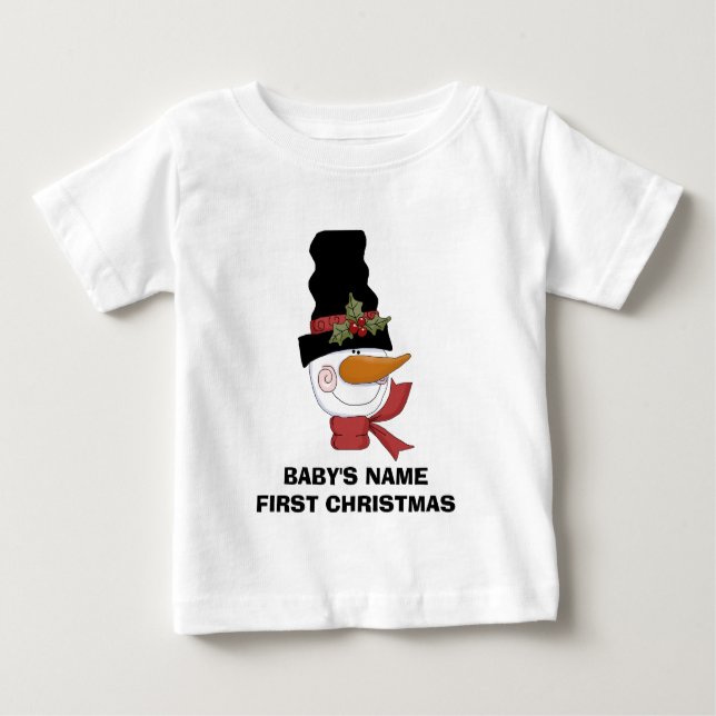 De Bebé Frosty Snowman primera camiseta navideña (Anverso)