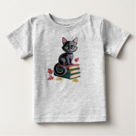 De Bebé Gato negro lindo en libros PEQUEÑA camiseta