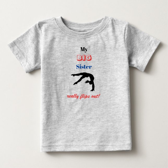 De Bebé Gimnasia Camiseta "Mi Hermana Mayor" Volteretas (Anverso)
