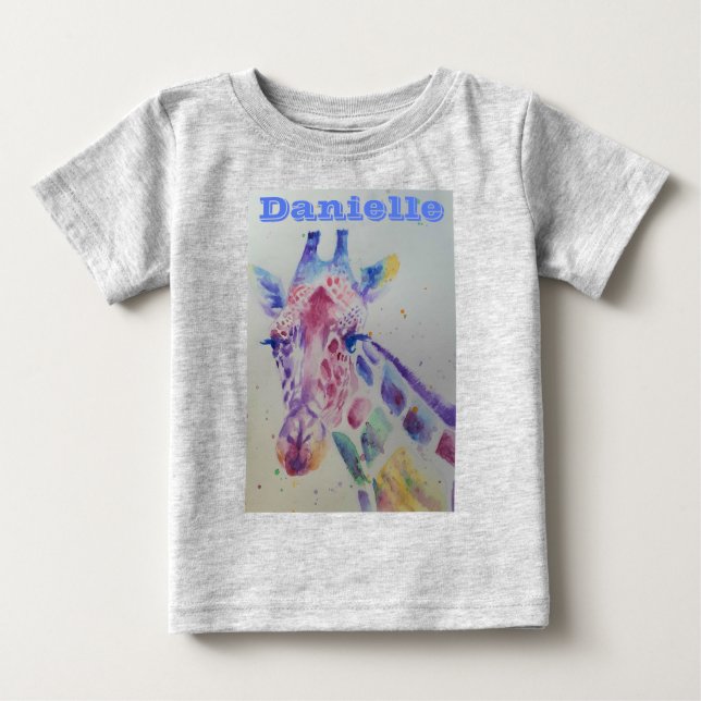 De Bebé Giraffe Canto gris color agua canas Camiseta (Anverso)