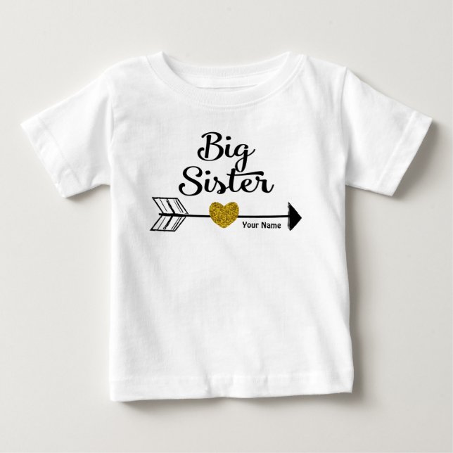 De Bebé Gran Hermana con flecha dorada camiseta personaliz (Anverso)
