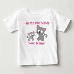 De Bebé Gran Hermana Gato Kitty Personalizado Camiseta
