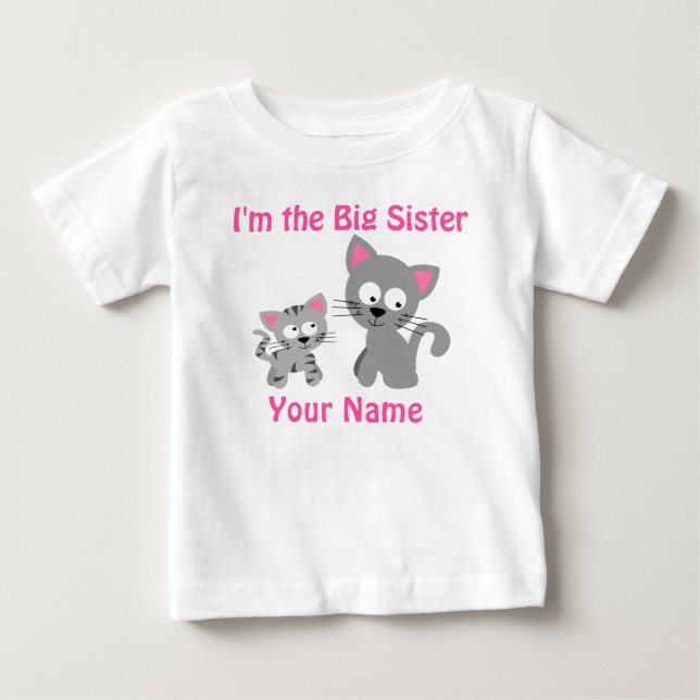 De Bebé Gran Hermana Gato Kitty Personalizado Camiseta (Anverso)