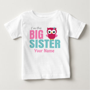 De Bebé Gran Hermana Lechuza Rosa Personalizada Camiseta
