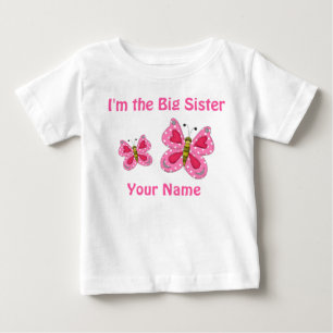 De Bebé Gran Hermana Mariposa Rosa Personalizada Camiseta