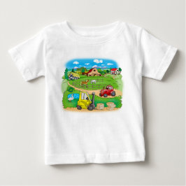 De Bebé imagen en una camiseta con coches y un pueblo para