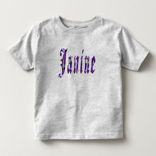 De Bebé Janine, Nombre, Logo, Camiseta Gris para niños