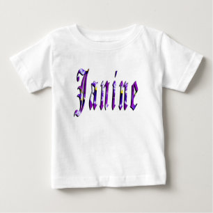 De Bebé Janine, Nombre, Logo, Camiseta Rosa Raglan para ni