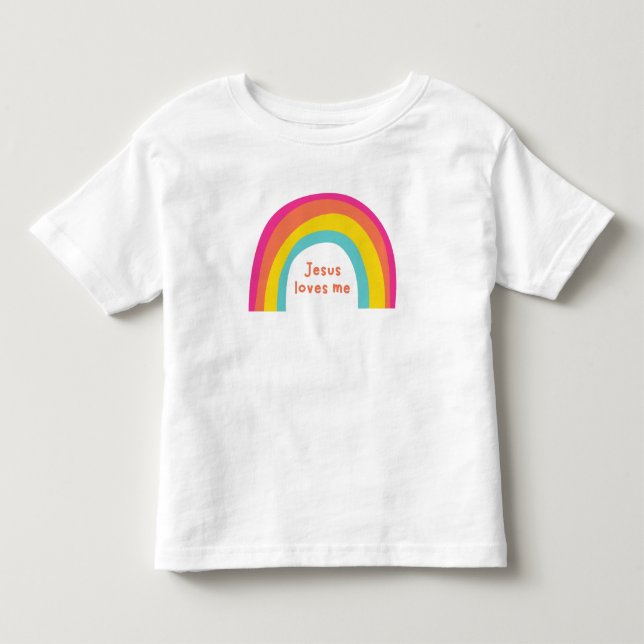 De Bebé Jesús me ama a la pequeña camiseta arco iris (Anverso)