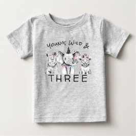 De Bebé Joven Salvaje & Tres | Camiseta del 3er Cumpleaños