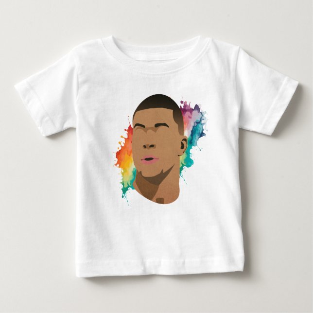 De Bebé Kylian Mbappe Arcoiris Acuarela Niños Camiseta (Anverso)