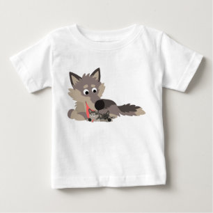 De Bebé Lobo del papá del dibujo animado y camiseta lindo