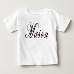 De Bebé Mason, Name, Logo, Baby Boys Camiseta Blanca