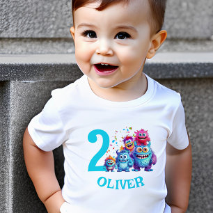 De Bebé Monstruos Cute Nombre Cumpleaños Niño Camiseta Peq