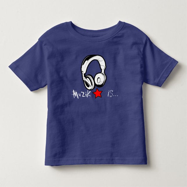De Bebé MuZiK es… Camiseta del niño con el auricular y la (Anverso)