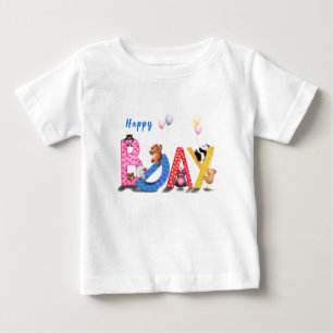 De Bebé Nacimiento Camiseta Camiseta Feliz Oso Fiesta Grac