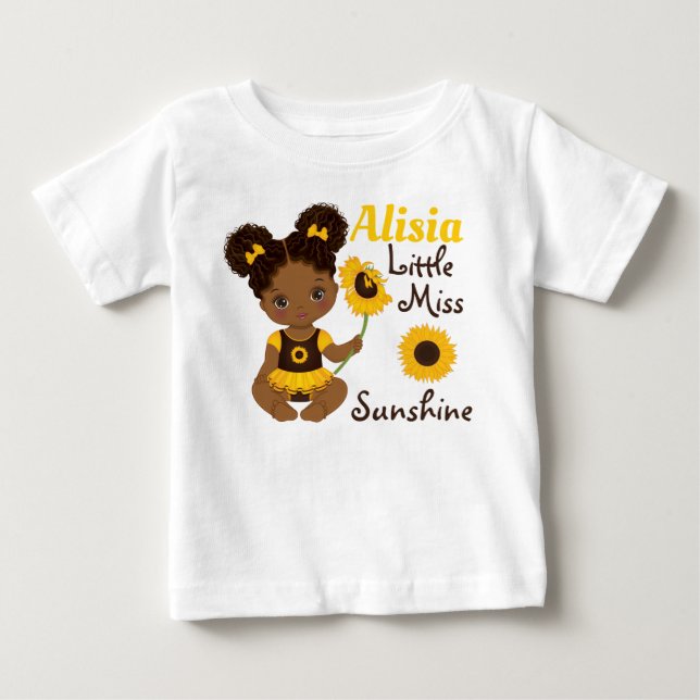 De Bebé Niña afroamericana con camiseta girasol (Anverso)
