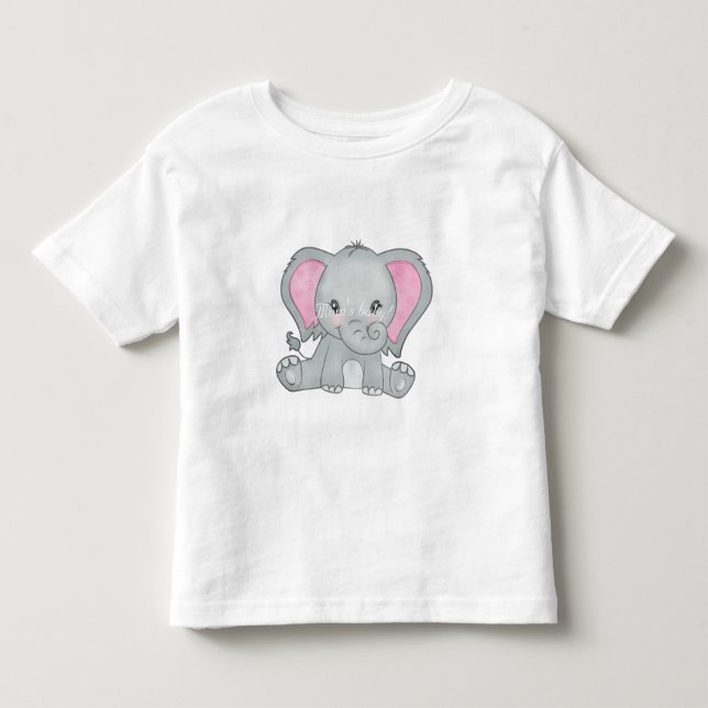 De Bebé Niña rosa orejas elefantes camiseta (Anverso)