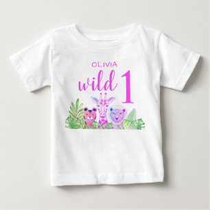 De Bebé Nombre personalizado camiseta niña rosa animales s