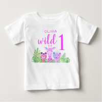 Nombre personalizado camiseta rosa niña Wild One A