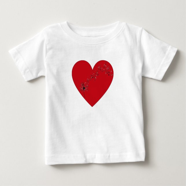 De Bebé Notas musicales en el corazón, camiseta (Anverso)