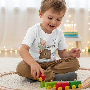 De Bebé oso acuarela con globos Camiseta Toddler