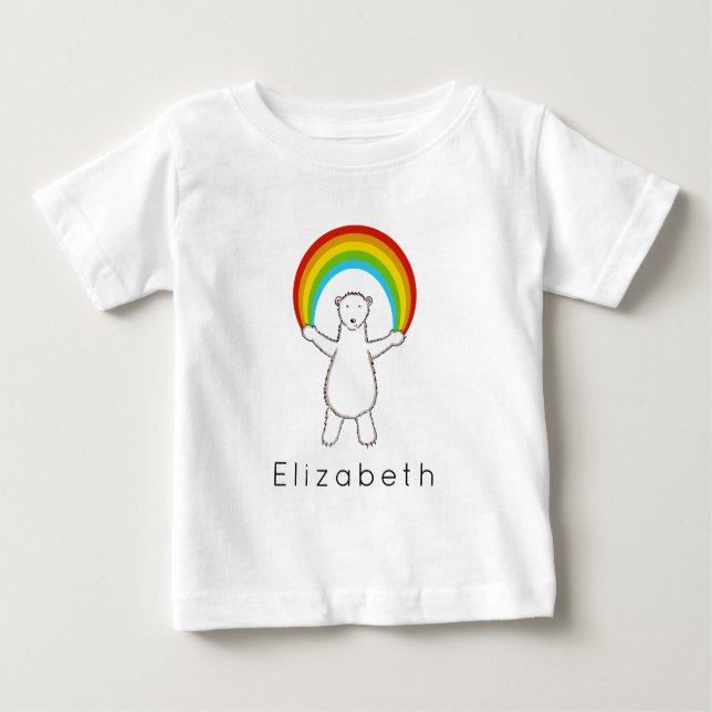 De Bebé Oso Polar Personalizado y Camiseta Arcoiris (Anverso)